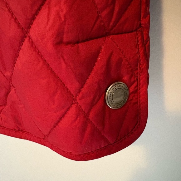 Coach Red Puffer Quilted Coat Women’s S Jacket Lightweight Signature Lining - Picture 4 of 7